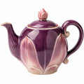 Keramik-Teekanne 1L Violett mit Blütenknospen-Design