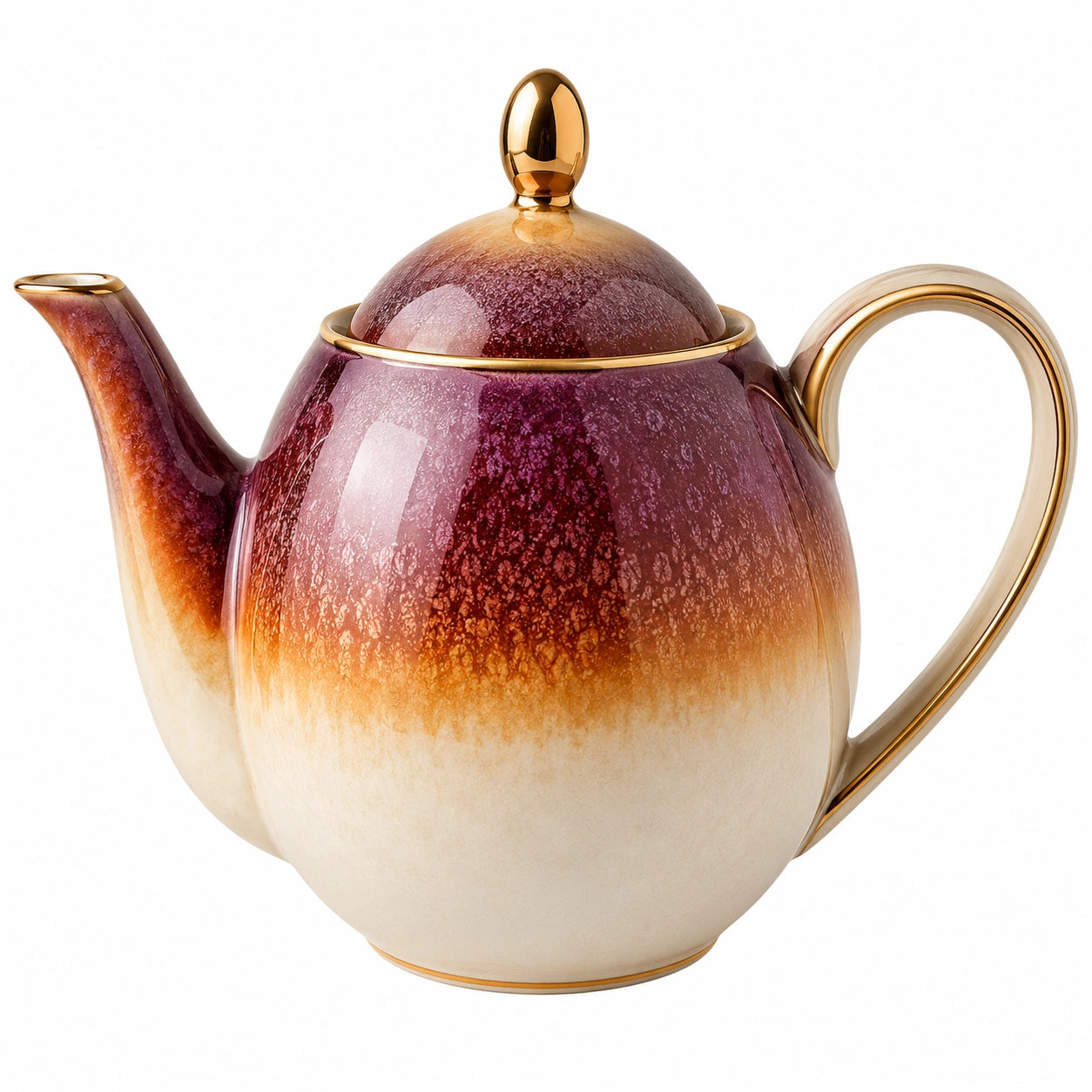 Elegante Teekanne mit Goldakzent 1500 ml Violett-Orange
