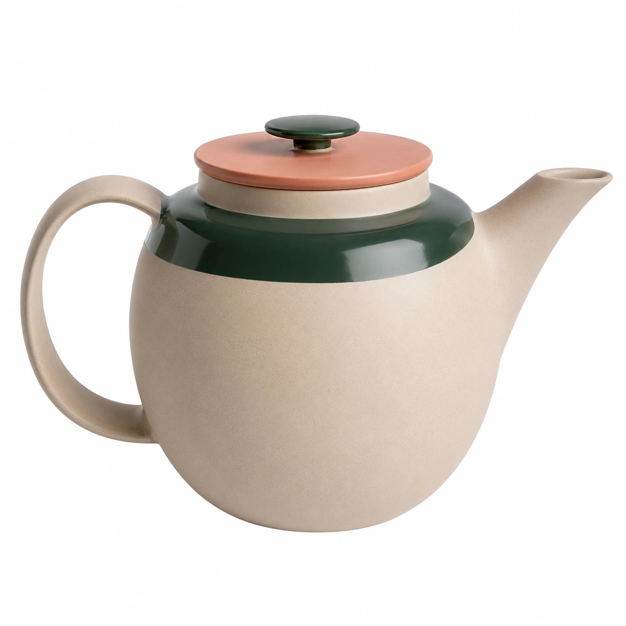 Keramik Teekanne 1000ml Beige/Grün