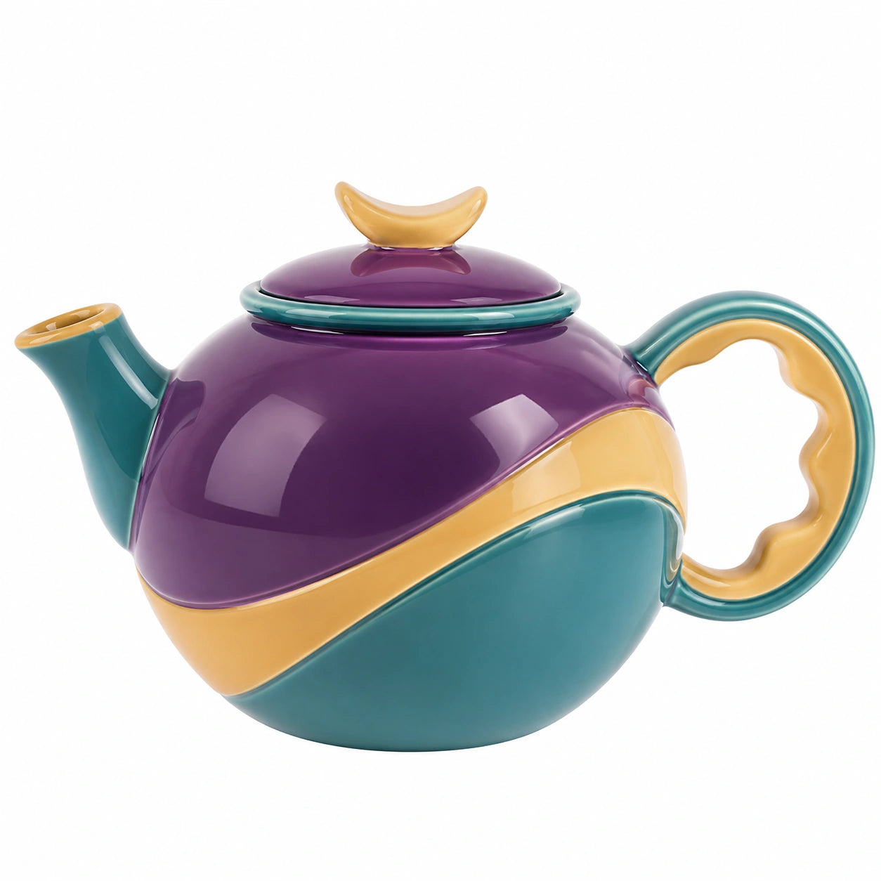 Handgefertigte Teekanne 1500ml Lila/Gelb/Türkis