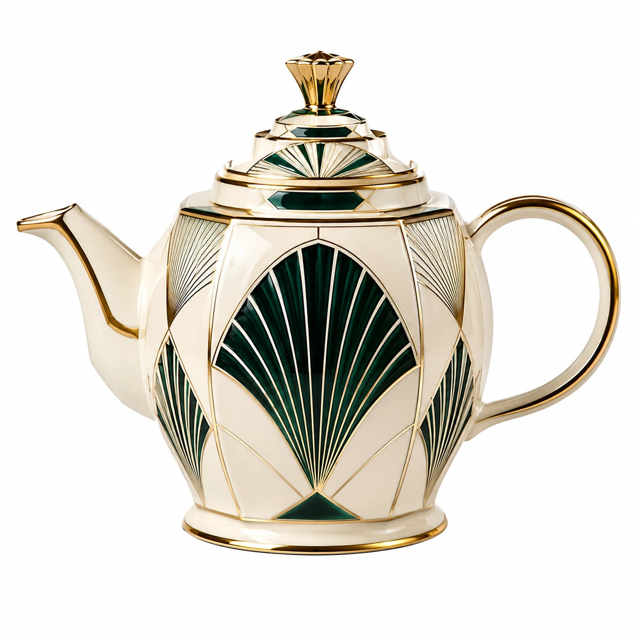 Art-Deco-Teekanne Grün und Gold 1200ml
