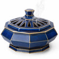 Achteckiges blau-goldenes Keramik-Räuchergefäß