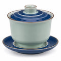 Teeschale mit Deckel und Untertasse 200ml Blau/Grün