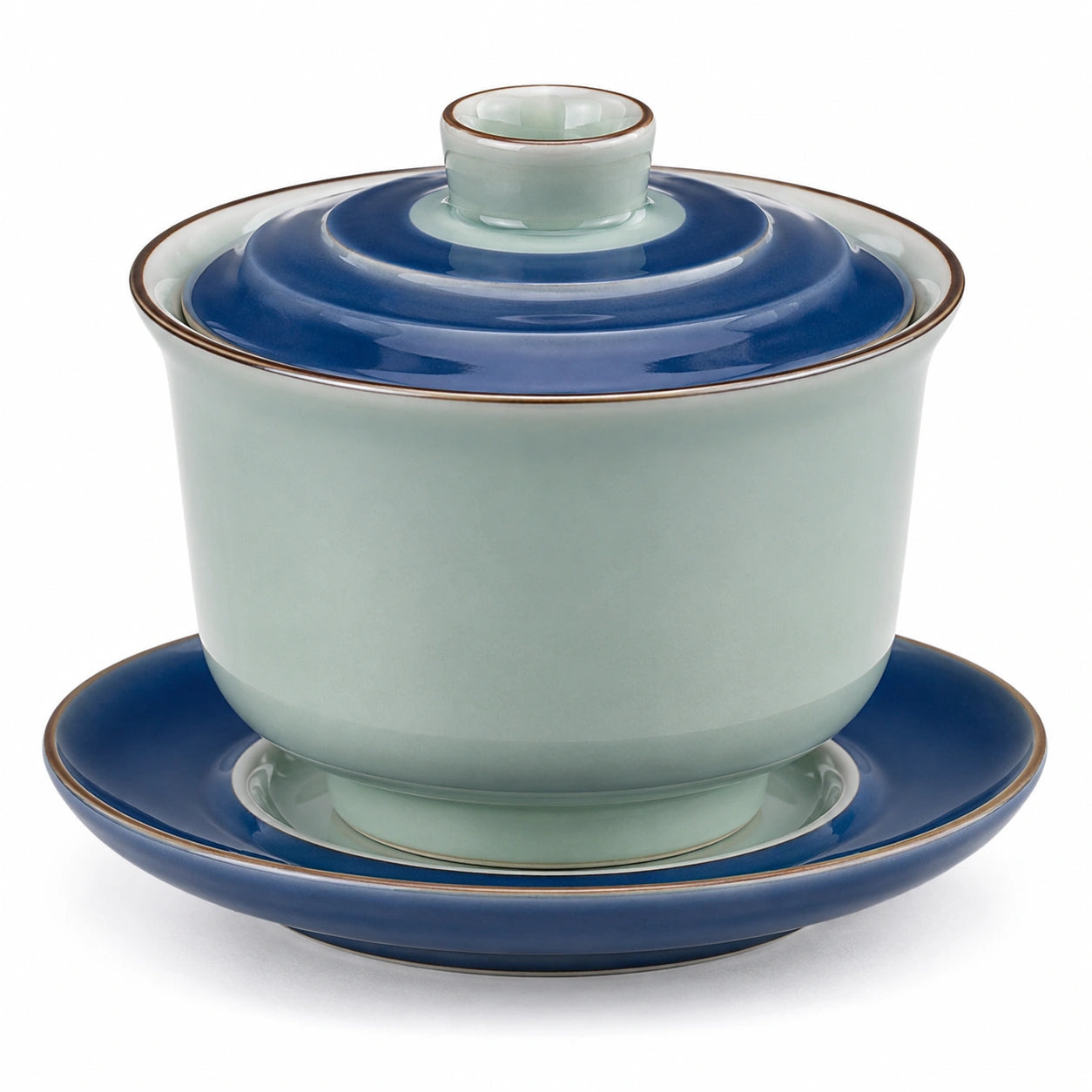 Teeschale mit Deckel und Untertasse 200ml Blau/Grün