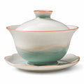 Gaiwan Porzellan Teeset mit Deckel Grün/Weiß