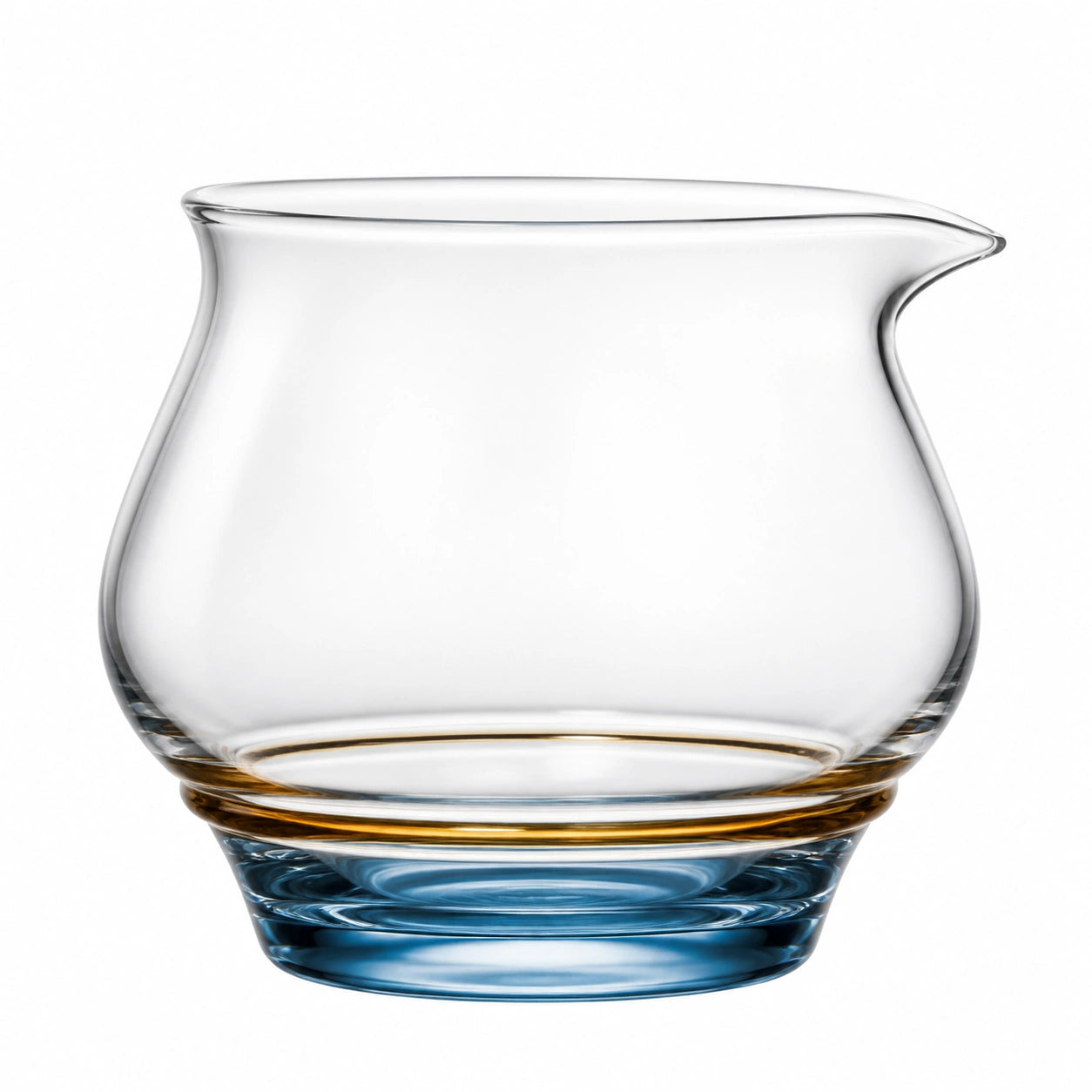 Elegante Glaskaraffe mit Ausguss, Klarglas mit blauem Akzent, 500ml