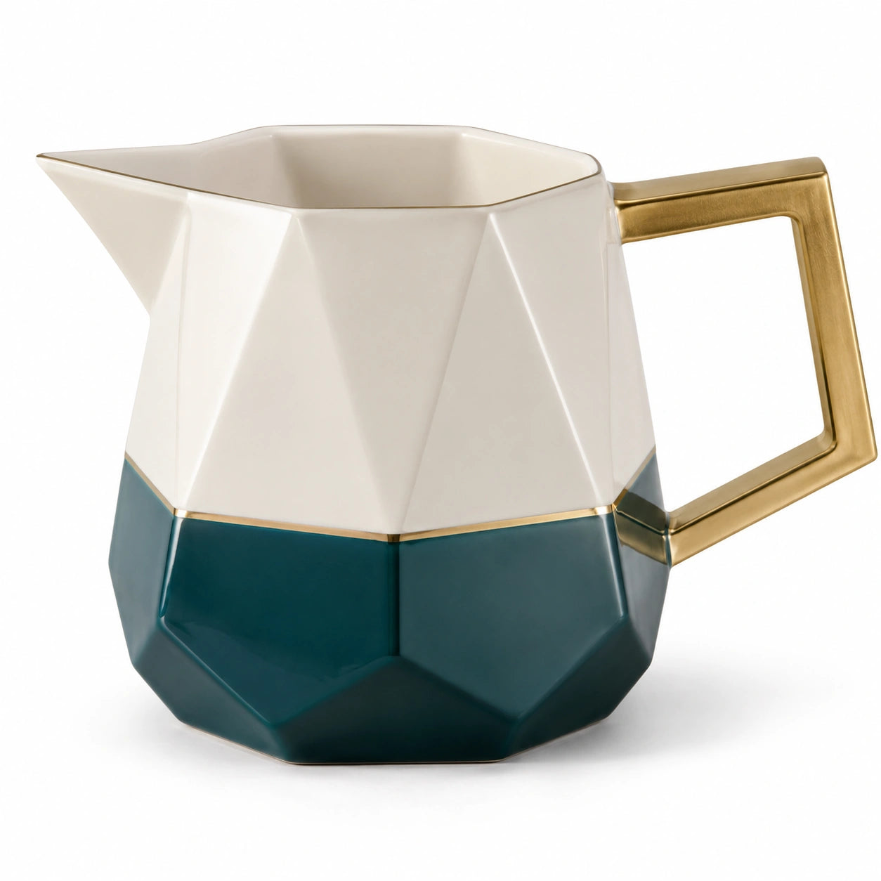 Geometrischer Krug 1000ml Grün/Weiß/Gold