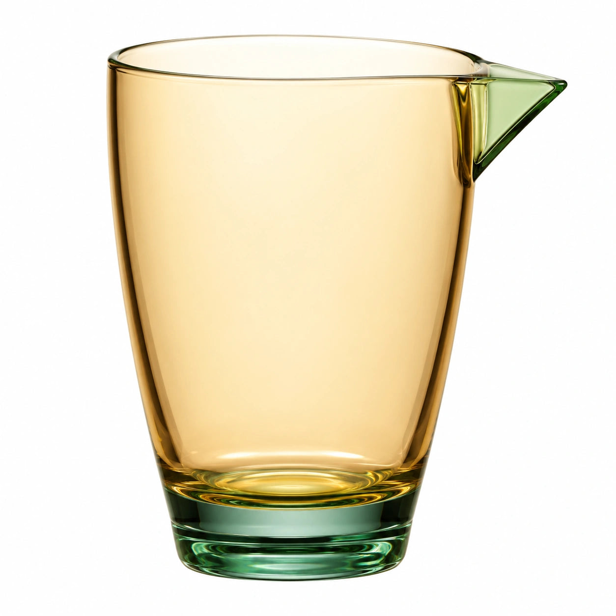 Moderne Glaskaraffe mit ergonomischem Ausgießer 1000ml Bernstein/Grün