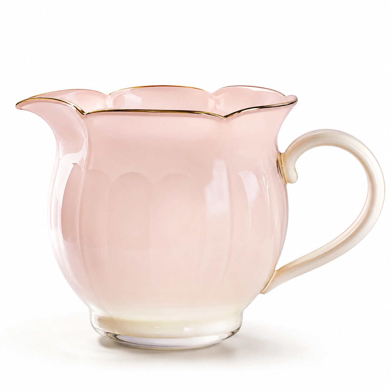 Rosa Krug aus Porzellan mit Goldrand, 1000ml