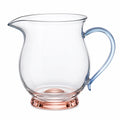 Glaskrug 1,5L Transparent mit Blauem Henkel und Rosa Boden