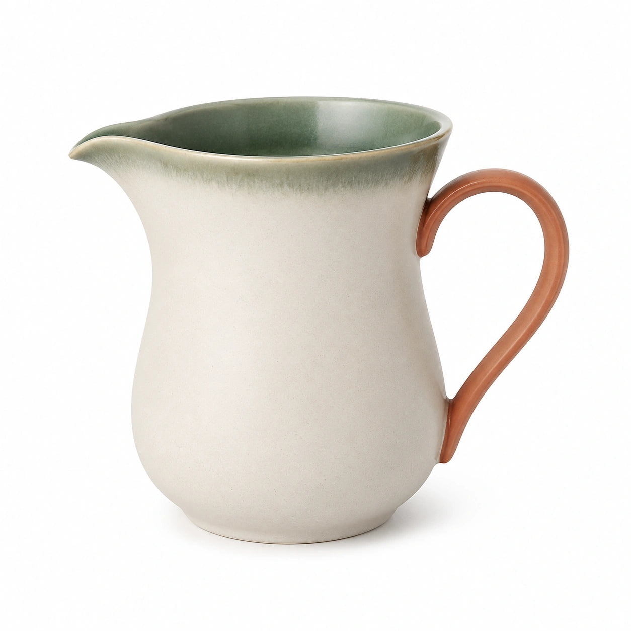 Keramikkrug mit Henkel Beige/Grün 1000 ml