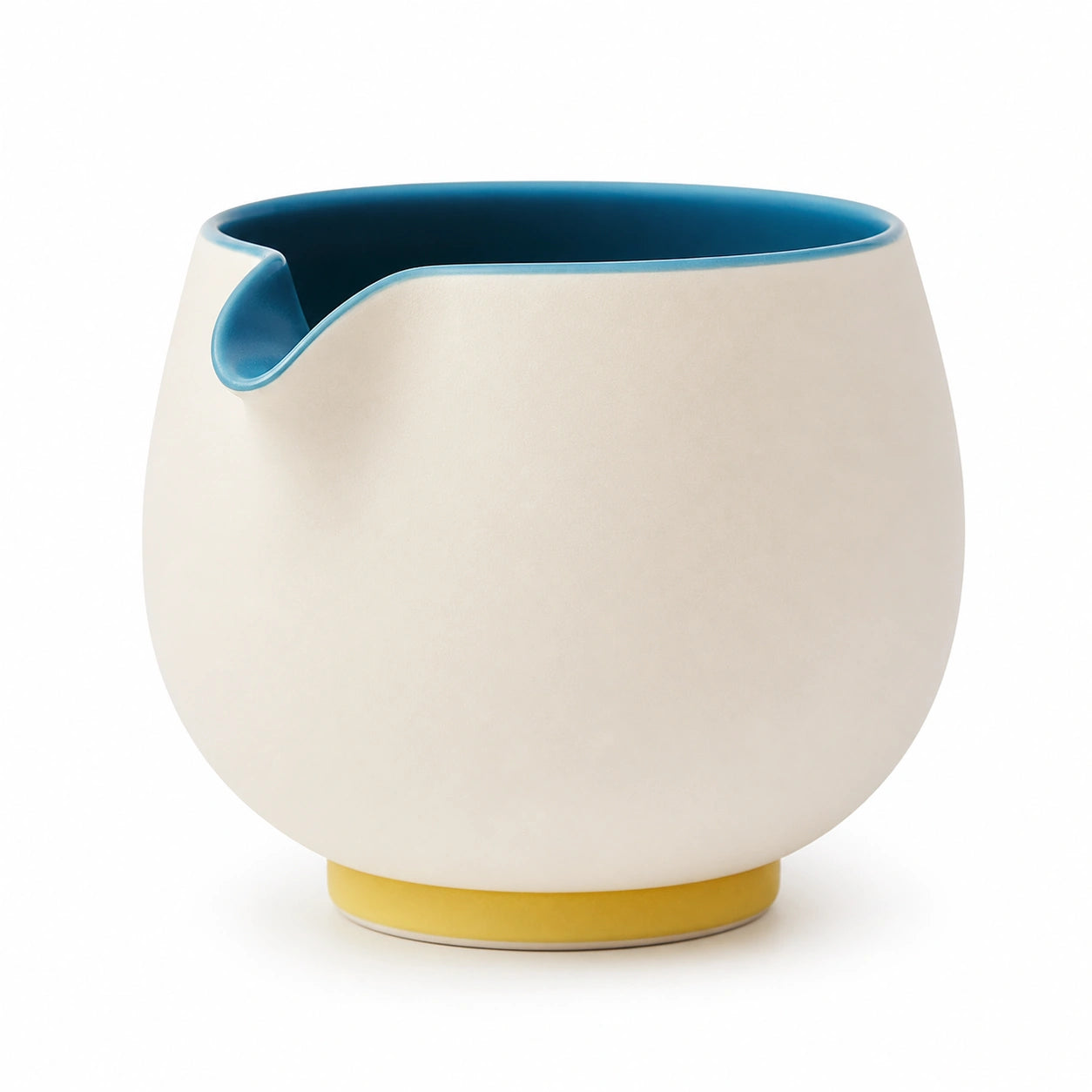 Keramikkrug mit Ausguss in Beige/Blau/Gelb, 1000ml
