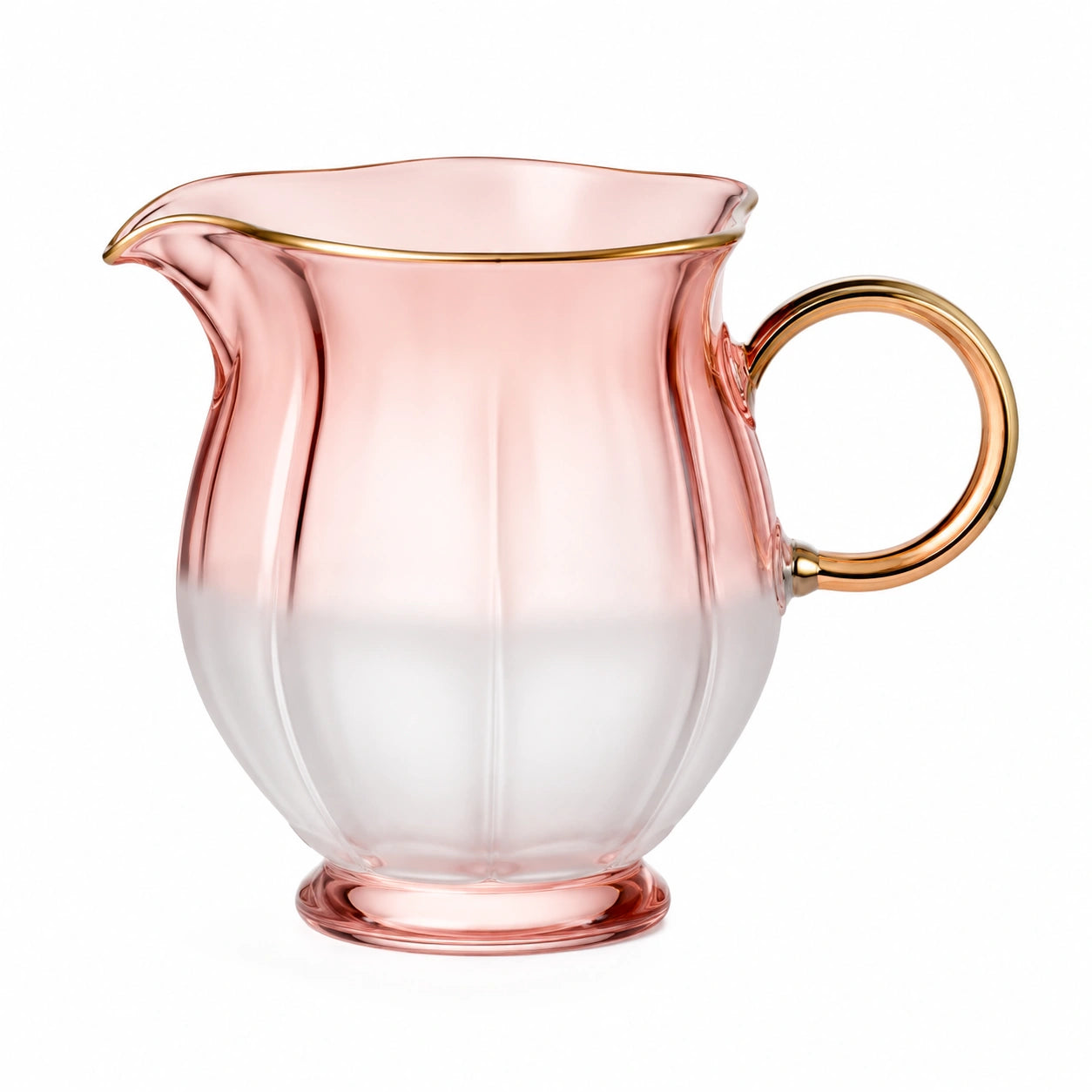 Handgefertigter Krug 1000ml Rosé Goldrand