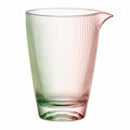 Mundgeblasener gerippter Glaskrug mit Ausgießer 1500ml Grün/Rosa