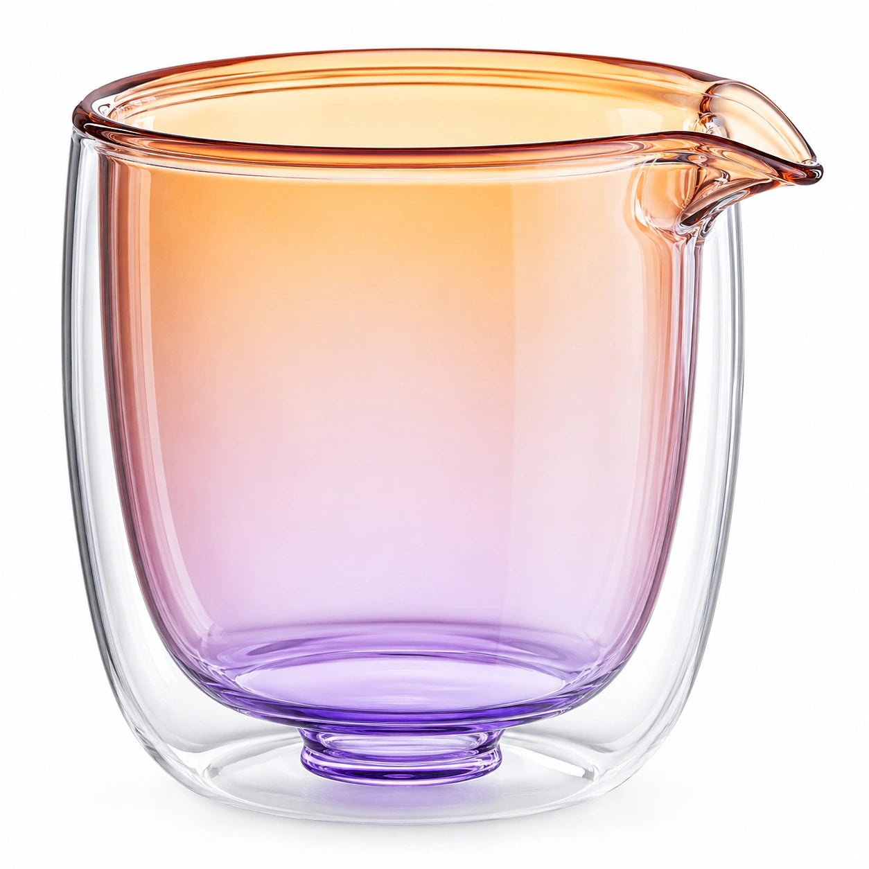 Doppelwandiger Glaskrug mit Ausgießer 500ml Violett/Orange