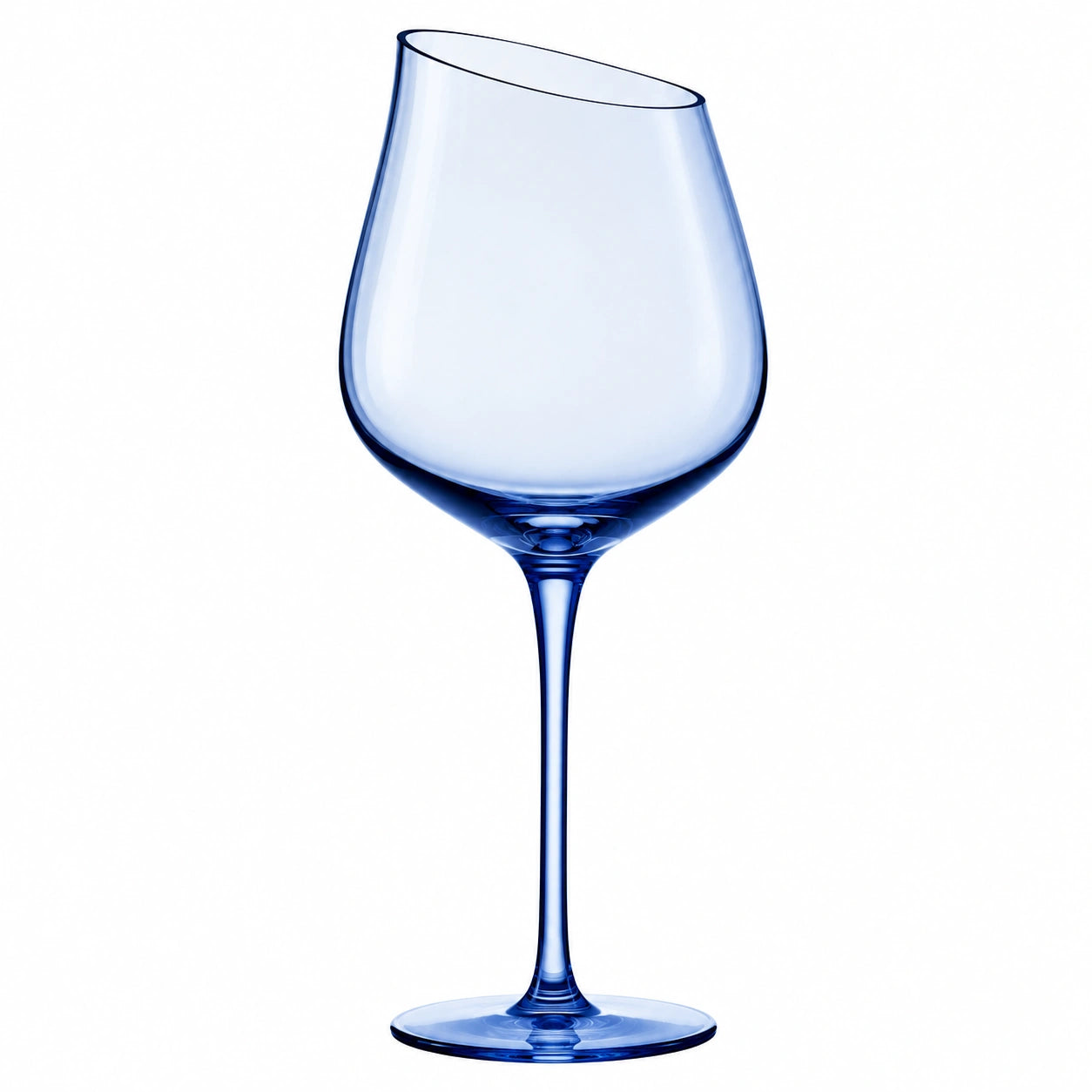 Elegantes Blaues Weinglas mit Schrägem Rand