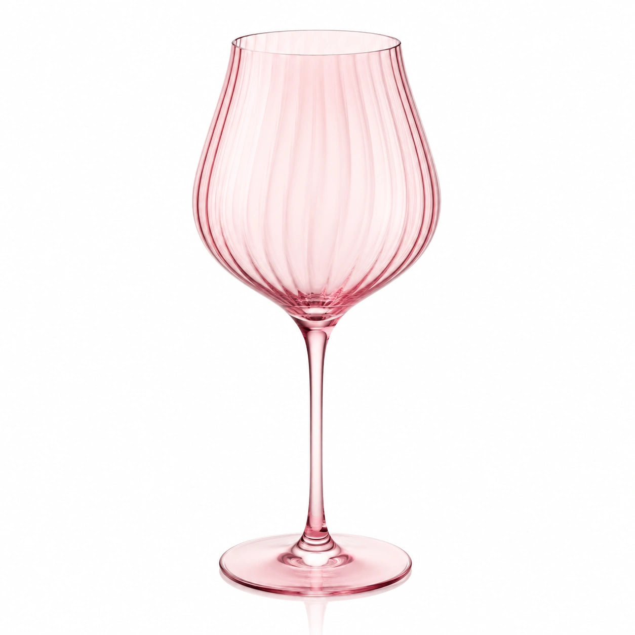 Rosa Weinglas mit Rillen 550ml
