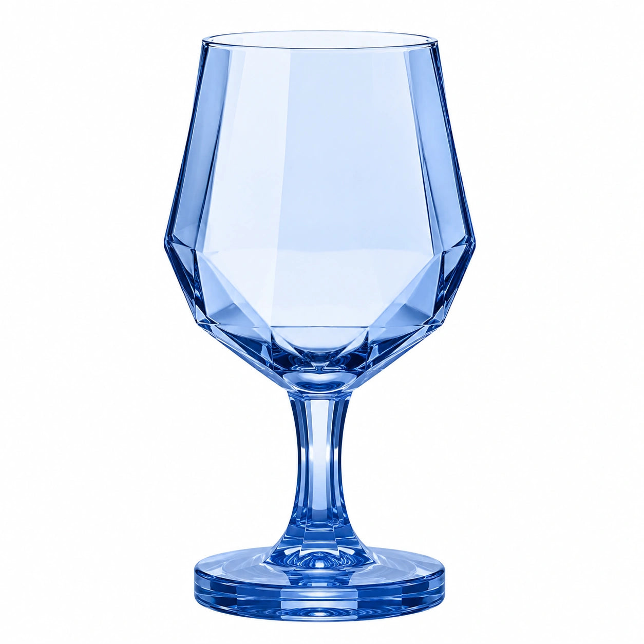 Blaues Weinglas mit Facettenschliff, 300ml
