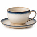 Keramik-Tasse mit Untertasse, Farbverlauf Blau/Beige, 250ml