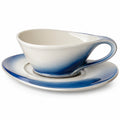 Geschwungene Teetasse mit Untertasse in Blau-Weiß, 250ml