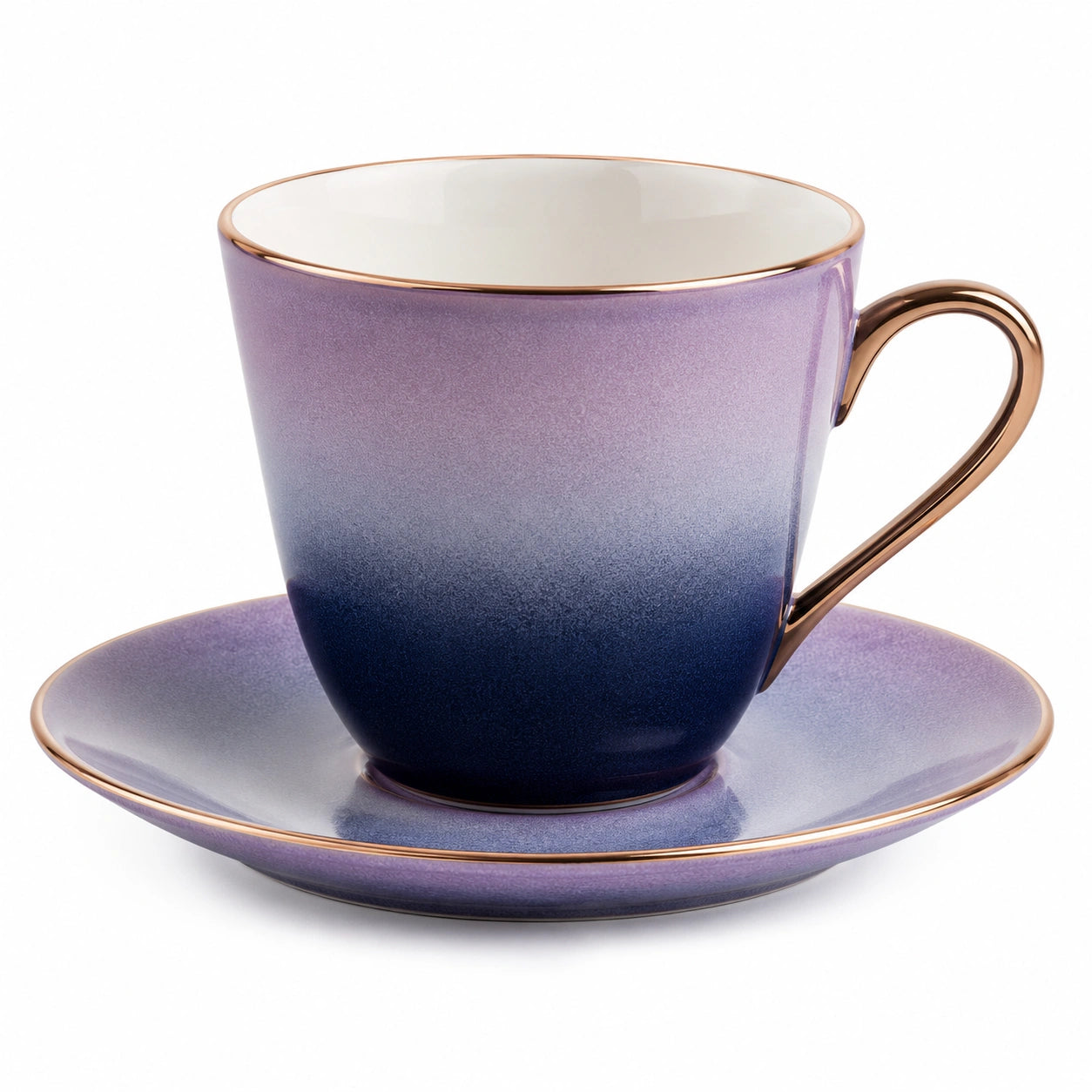Keramik-Tasse mit Untertasse Farbverlauf Violett/Blau 250ml