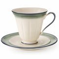 Elegantes Keramik-Tassen-Set Creme/Grün