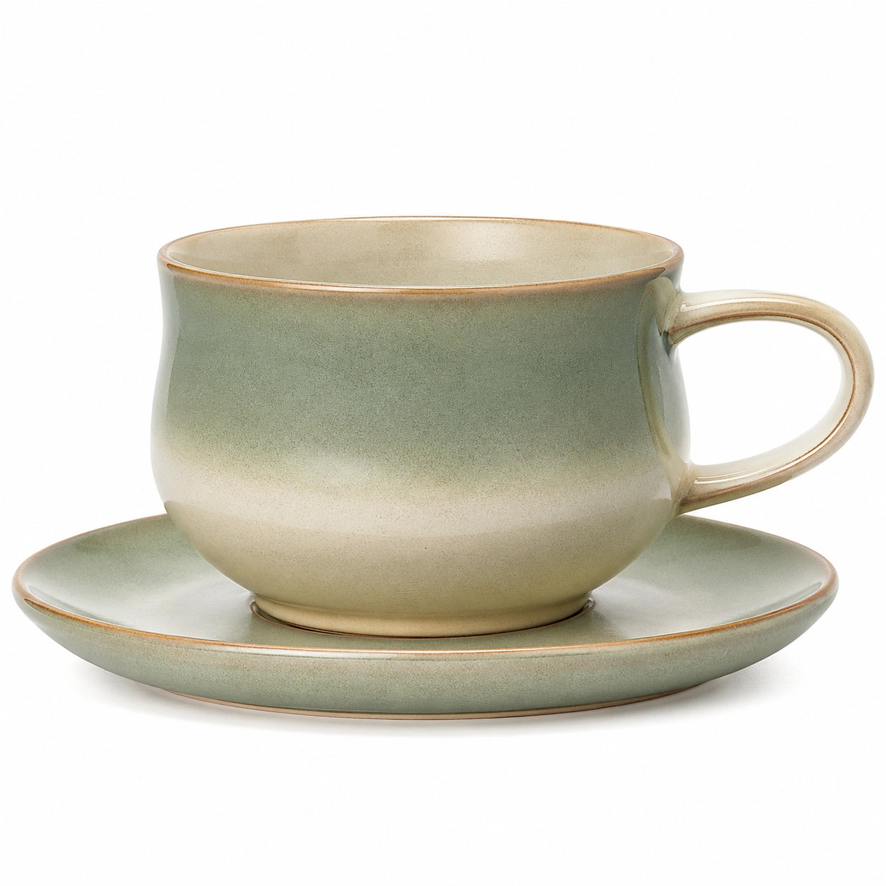 Keramiktasse mit Untertasse, 300ml, Grün