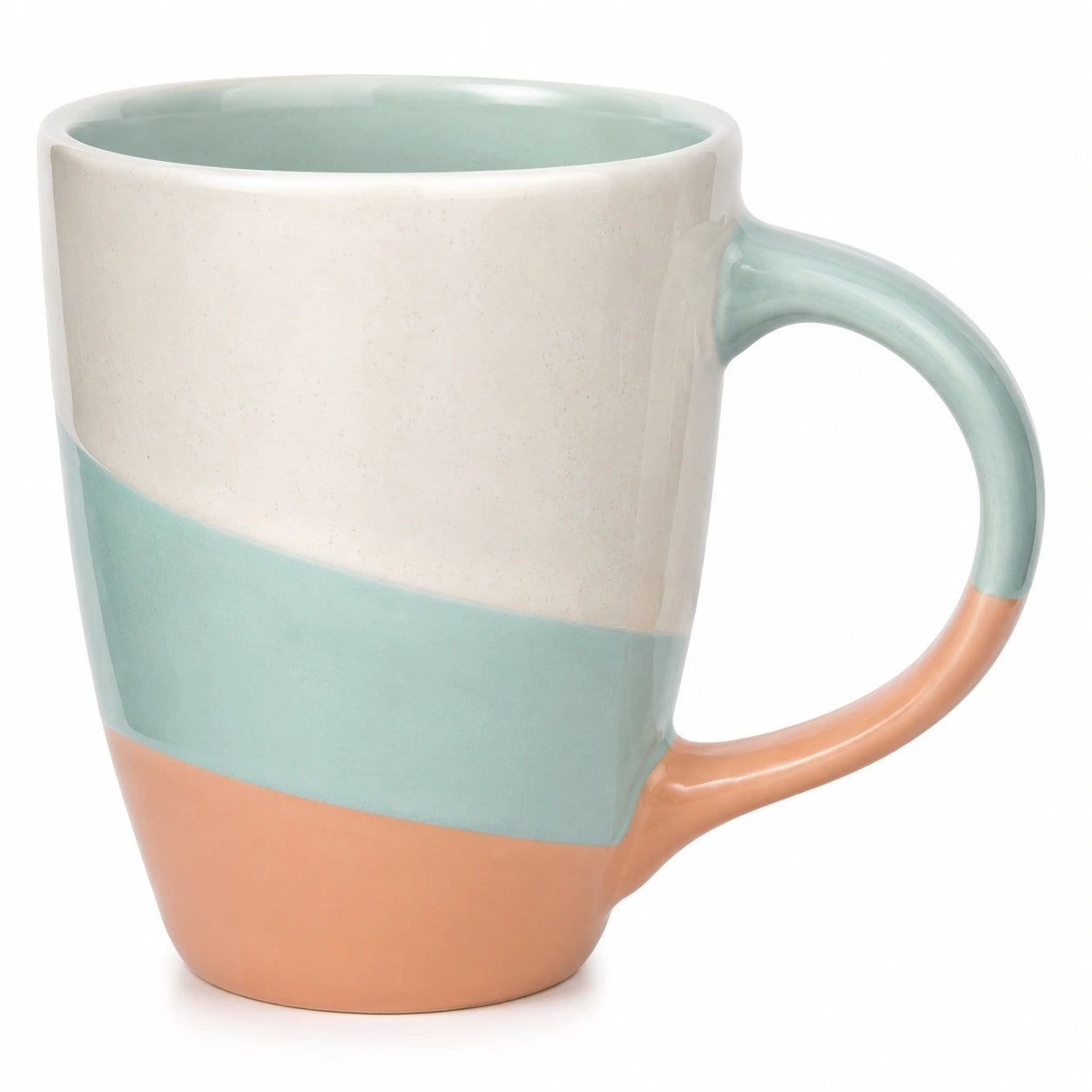 Keramikbecher 350ml in Beige/Blau/Orange