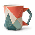 Mehrfarbige Keramiktasse mit Geometrischem Muster 350ml
