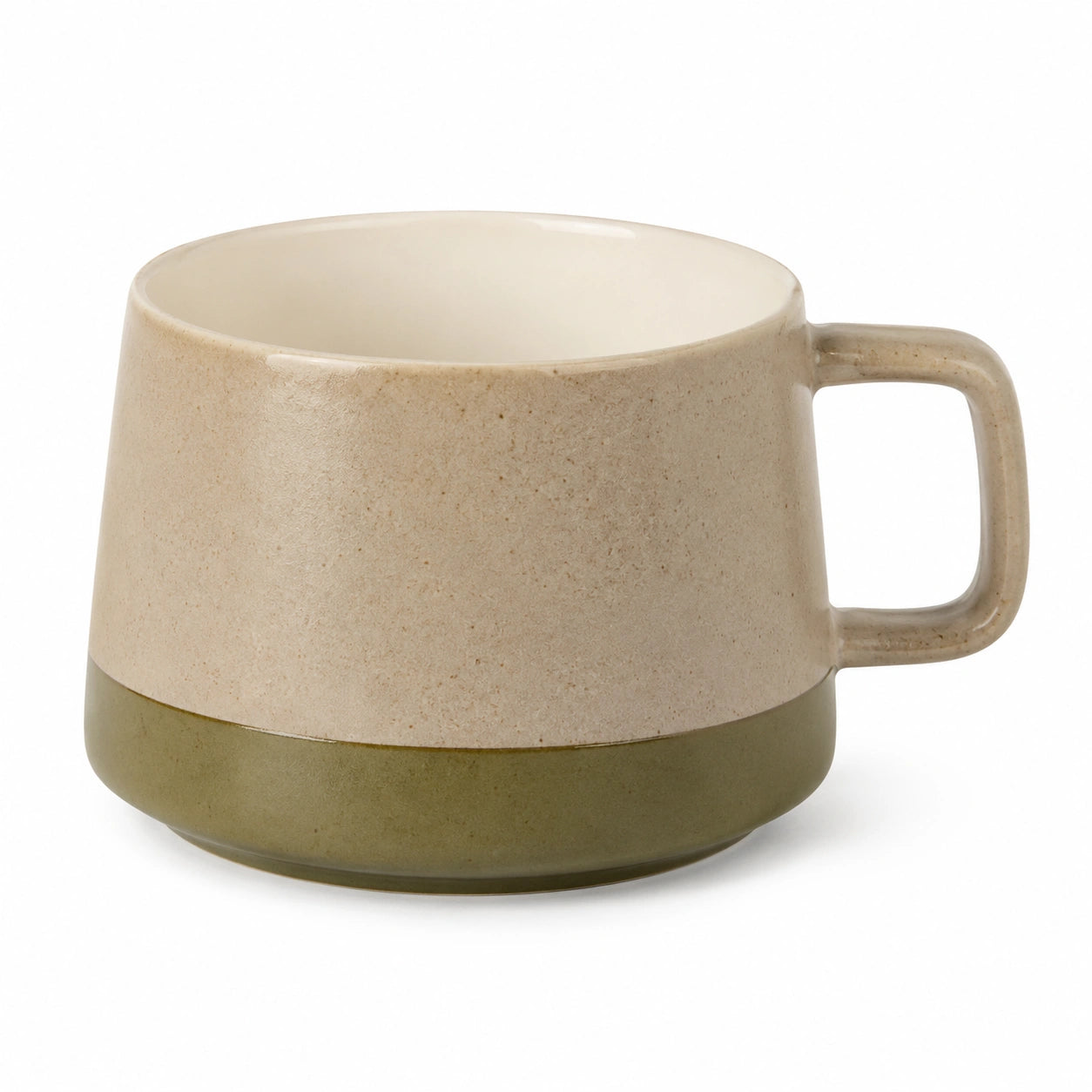 Beige/Grüne Steingut-Kaffeetasse 350ml