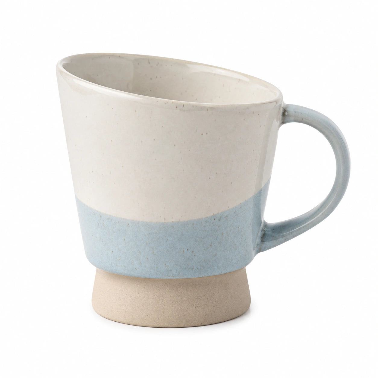 Keramikbecher mit Schräge 350ml Blau/Beige