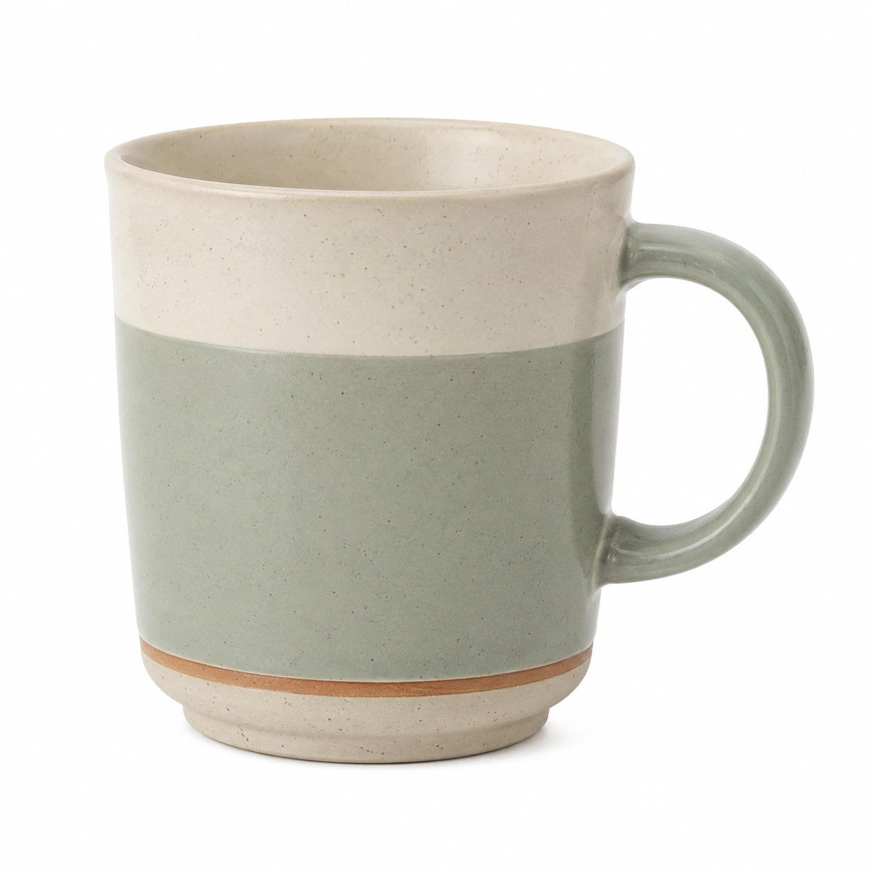 Zweifarbiger Keramikbecher Grün/Beige - 350 ml