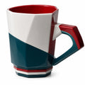 Geometrische Keramiktasse, 350ml, Rot/Blau/Weiß