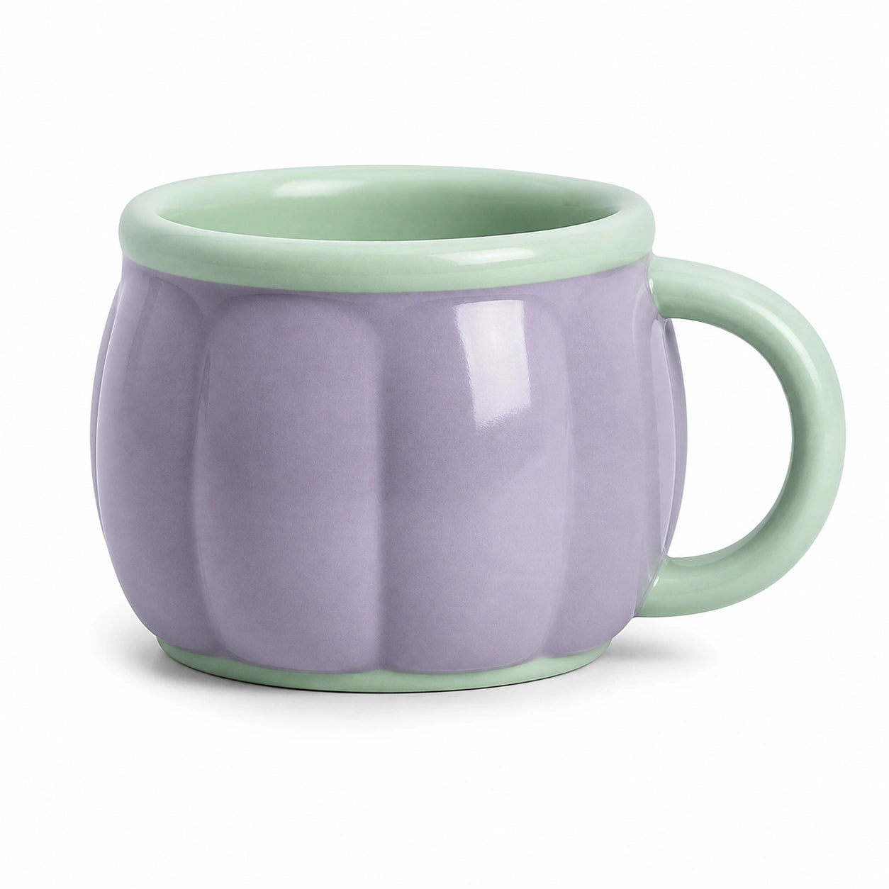 Keramiktasse 350ml Helllila/Hellgrün Kürbisdesign