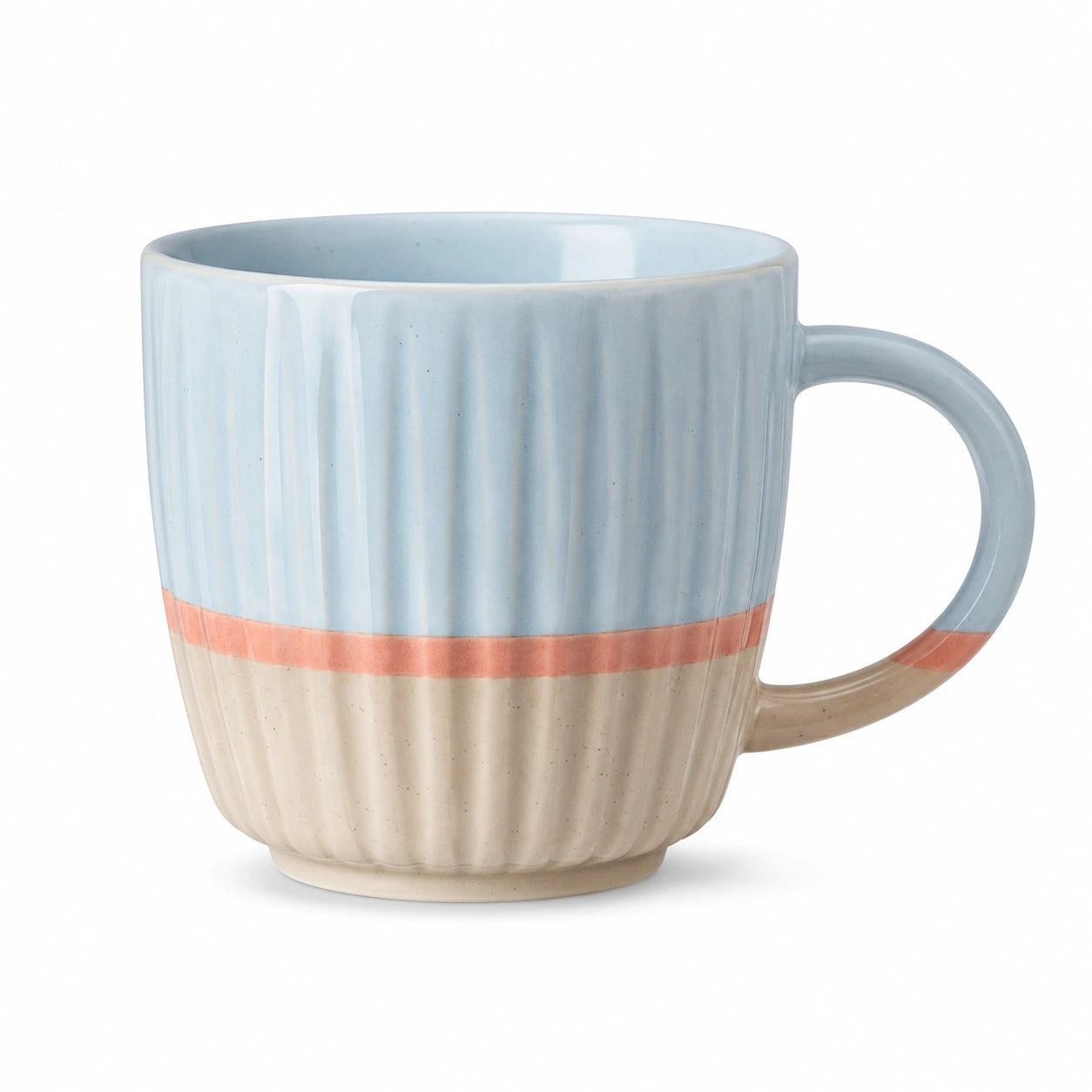 Raffinierte Keramiktasse 350ml Blau und Beige